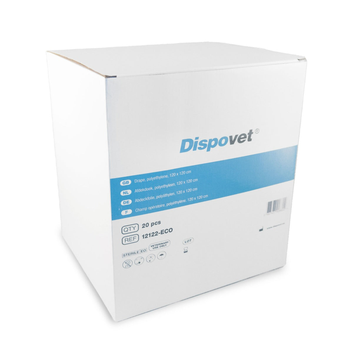 Dispovet - 1-Ply Drape Sterile (Green, Polyethylene, 120 x 120 cm) - 20 pieces